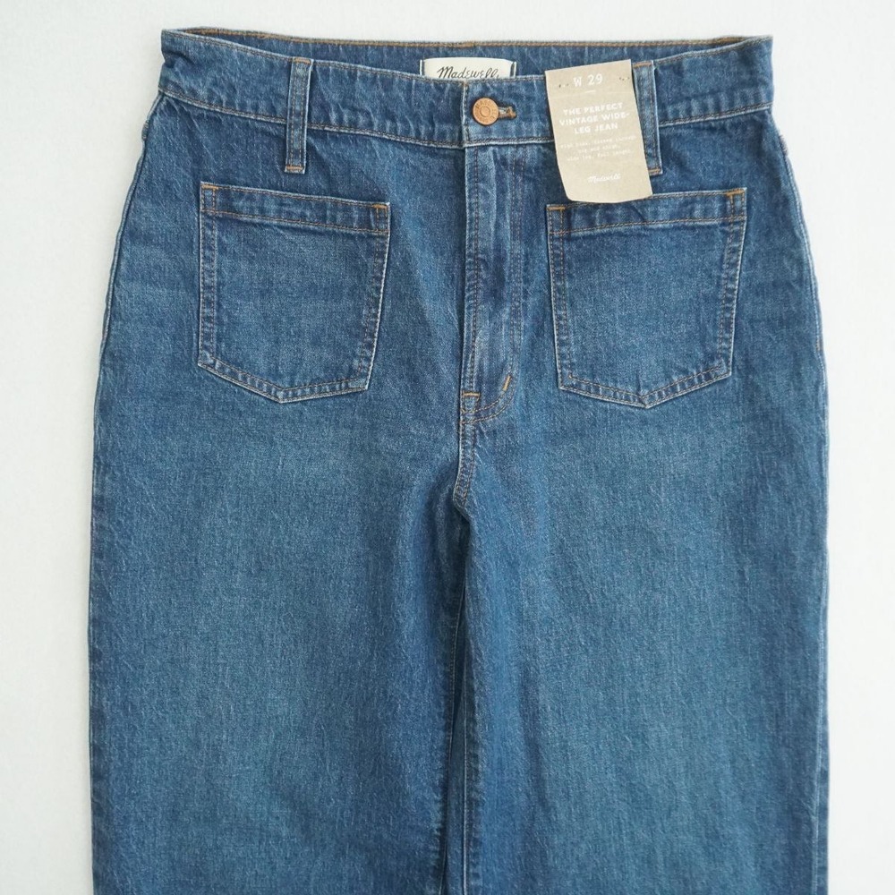 Madewell The Perfect Vintage Wide Leg Jeans Womens Sz 29 High Rise Patch Pocket - Picture 2 of 11